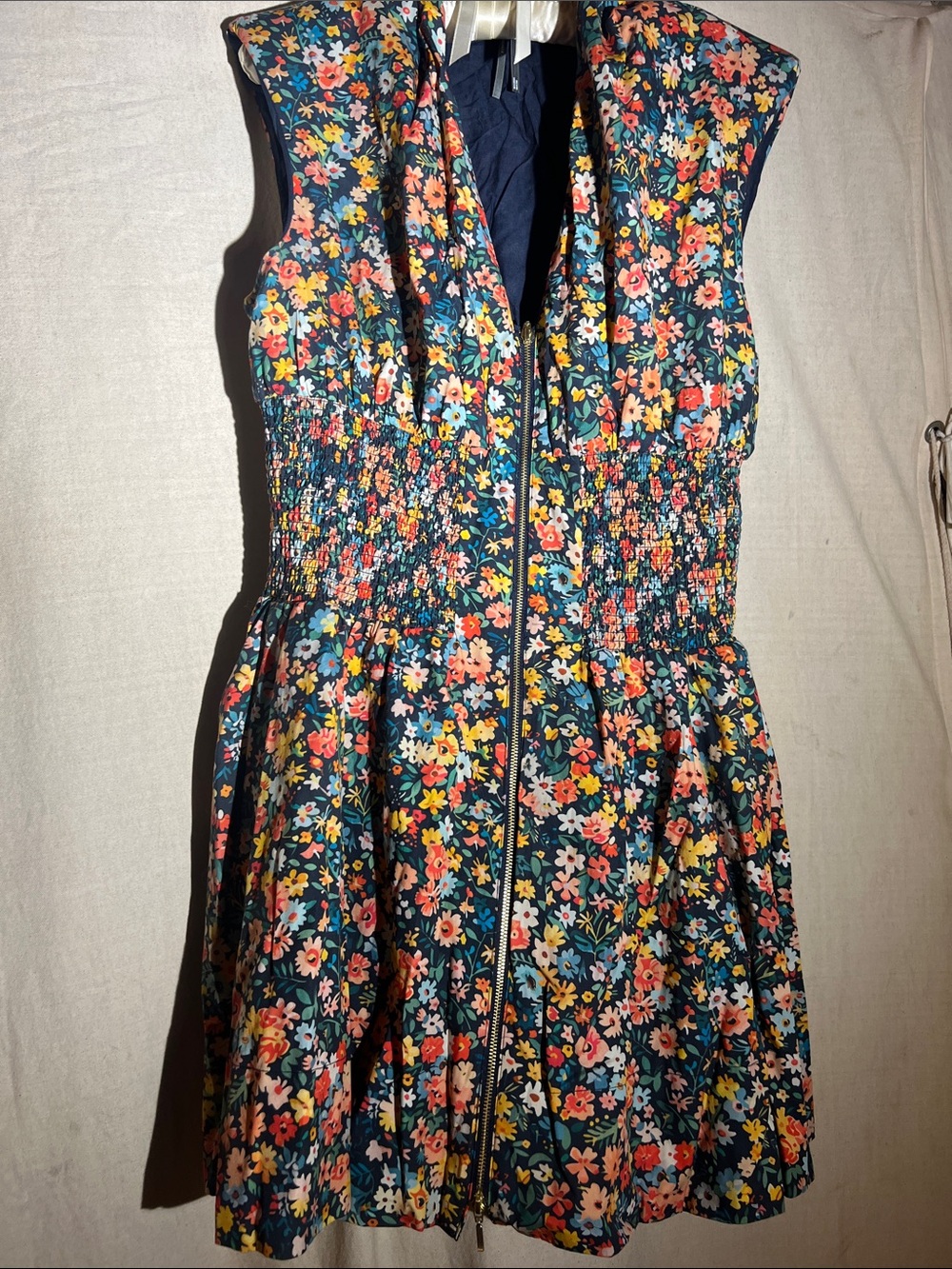 Anthropologie Navy Floral Midi Dress with Multicolor Blossoms NWOT L - Picture 2 of 13